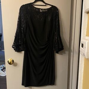 Ralph Lauren Black Sequin Lace Sleeve Dress
